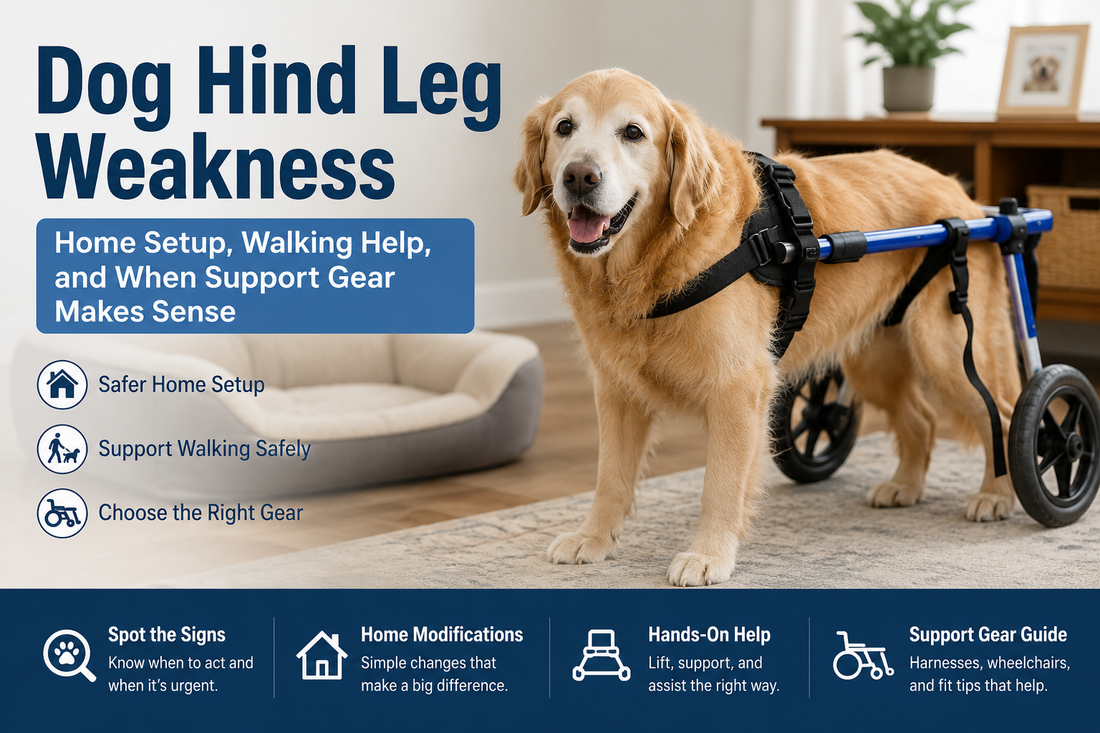Dog Hind Leg Weakness: Home Setup, Walking Help, and When Support Gear Makes Sense