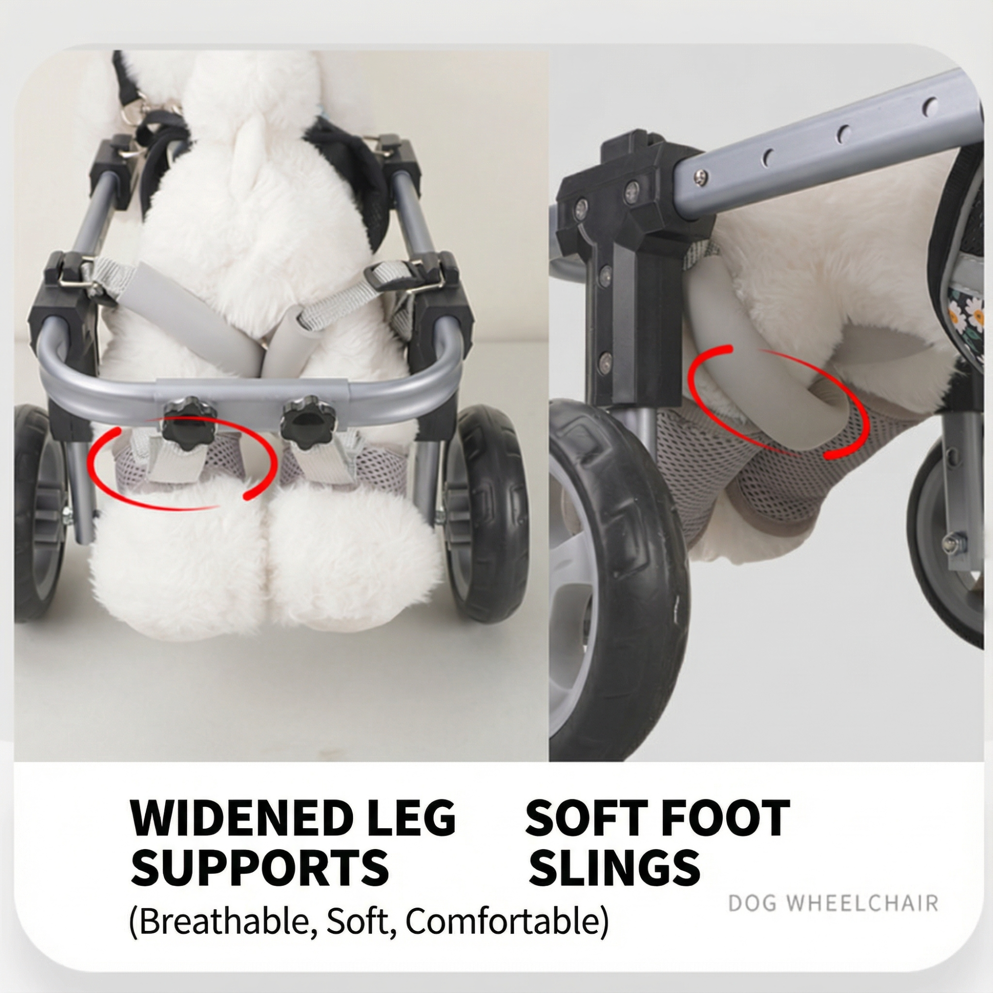 4-Wheel Dog Wheelchair, Full Support Mobility Cart for Front & Back Legs