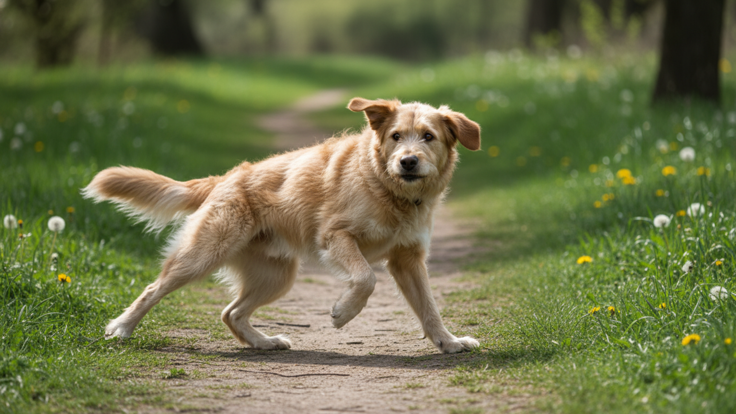 a dog with very poor balance while walking