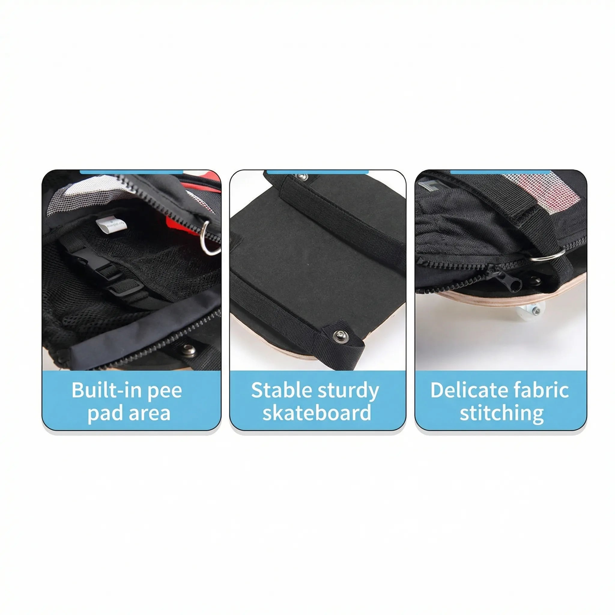 Dog Drag Bag with Wheels & Built-In Pee Pad Pocket (Skateboard Mobility Aid)