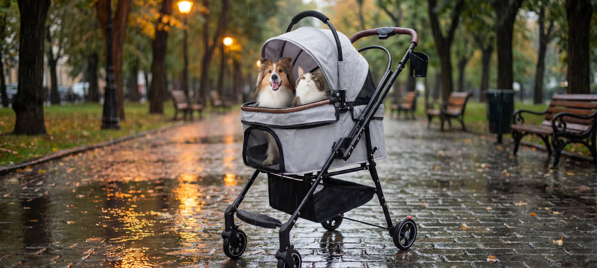 cute dog stroller Foldable 4-Wheel Pet Stroller for Small Disabled Dogs – Dog Wheelchair by Bark & Meow