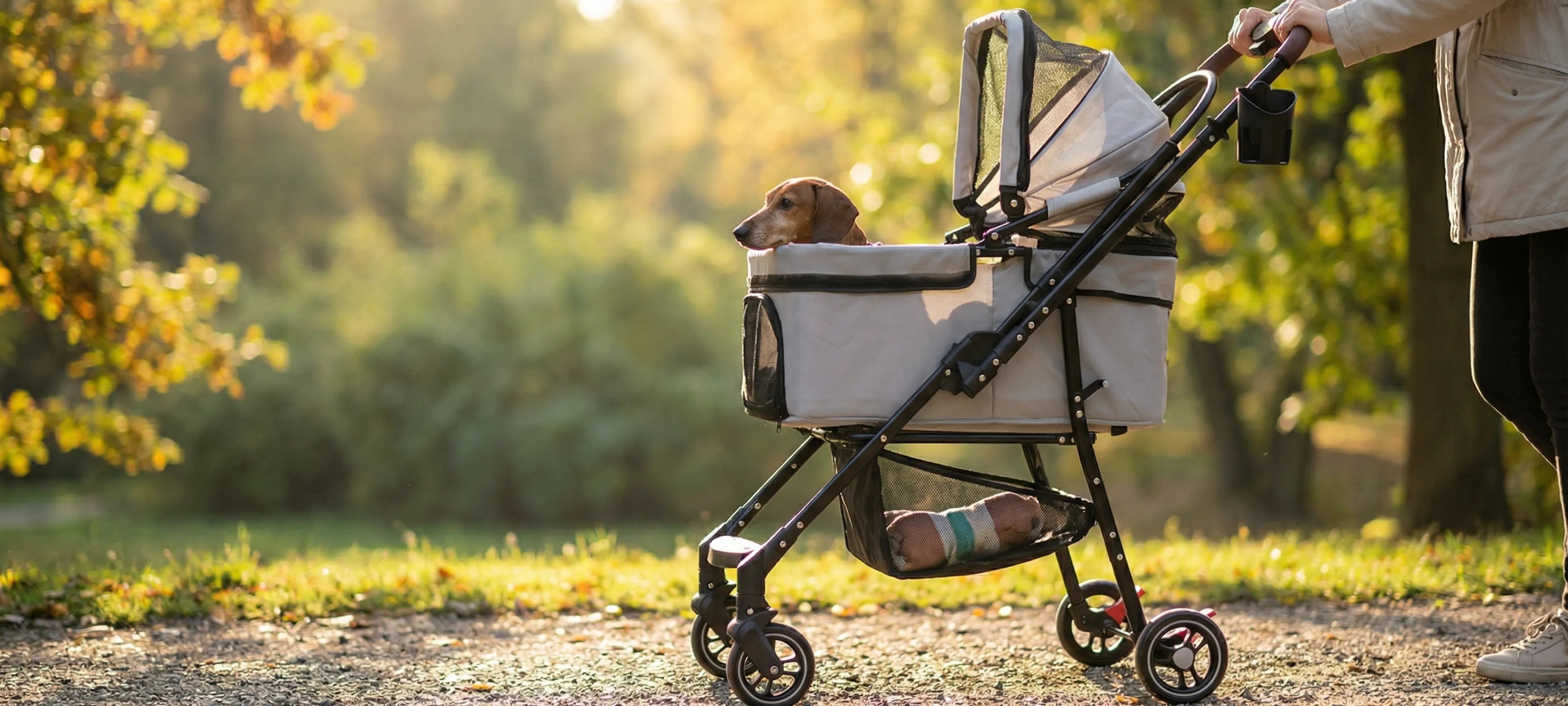 good2go dog stroller Foldable 4-Wheel Pet Stroller for Small Disabled Dogs – Dog Wheelchair by Bark & Meow