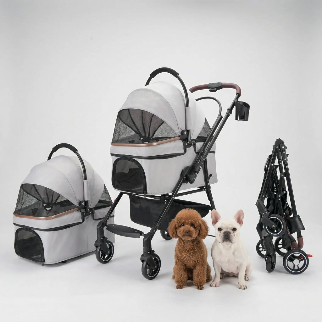 Foldable 4-Wheel Pet Stroller for Small Disabled Dogs – BARK AND MEOW