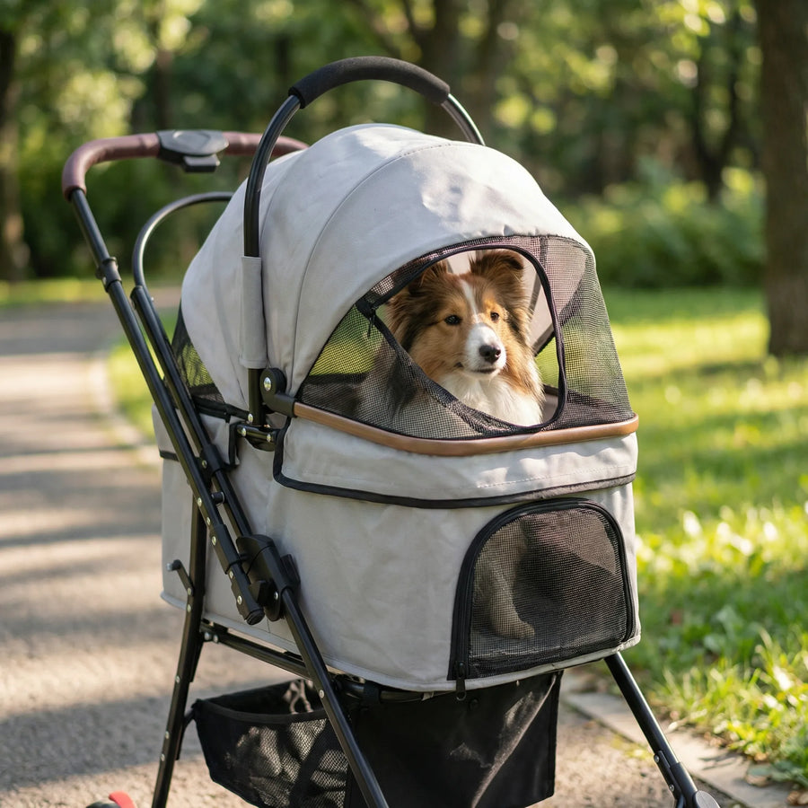 handicap dog stroller Foldable 4-Wheel Pet Stroller for Small Disabled Dogs – Dog Wheelchair by Bark & Meow