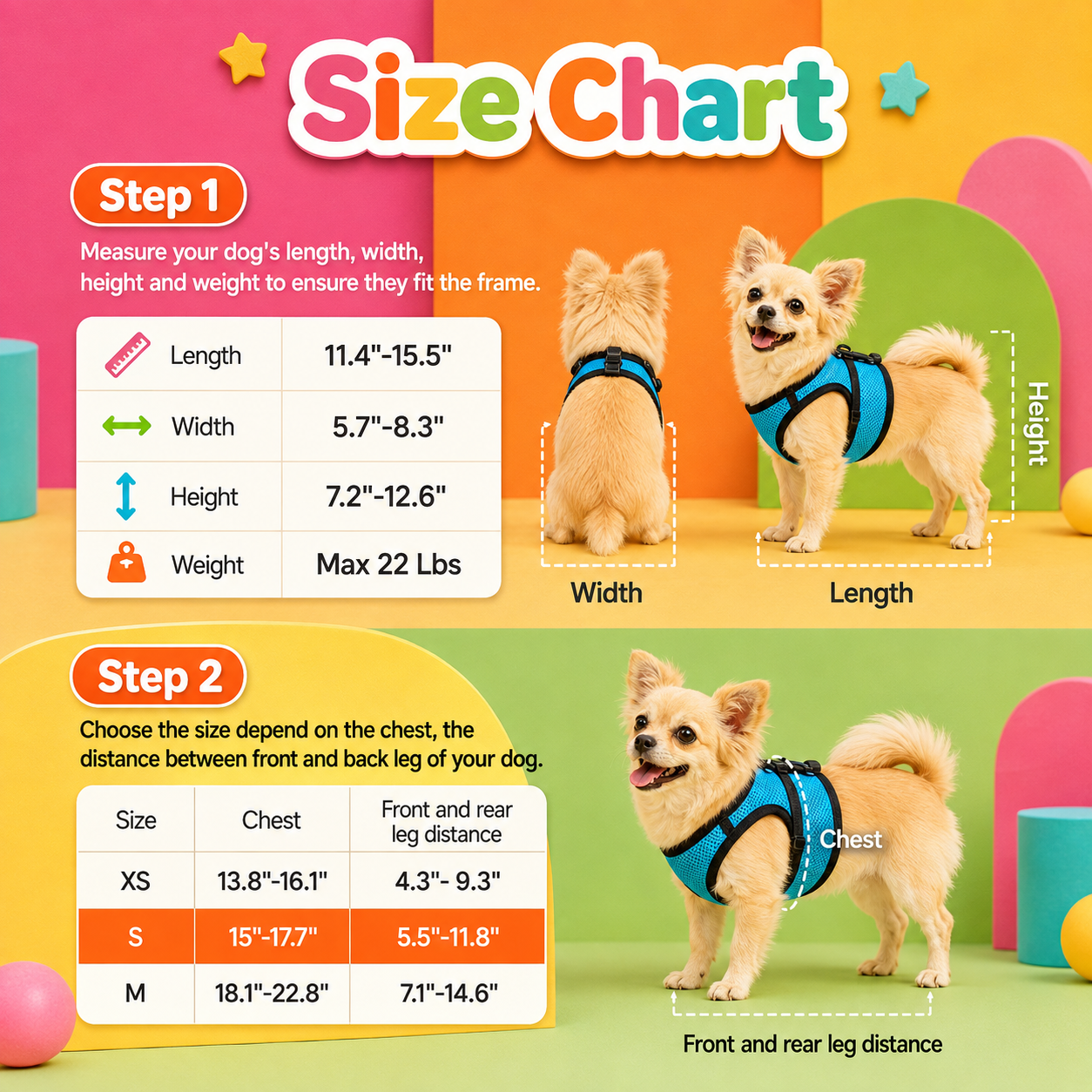 small dog wheelchair size chart